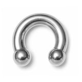 14K 4 Micron White Gold - Solid Silver Horseshoe Circular Barbell:  Prince Albert Piercing Jewelry - Genital CBB Ring