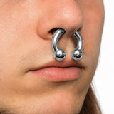 14K 4 Micron White Gold - Solid Silver Horseshoe Circular Barbell:  Prince Albert Piercing Jewelry - Genital CBB Ring