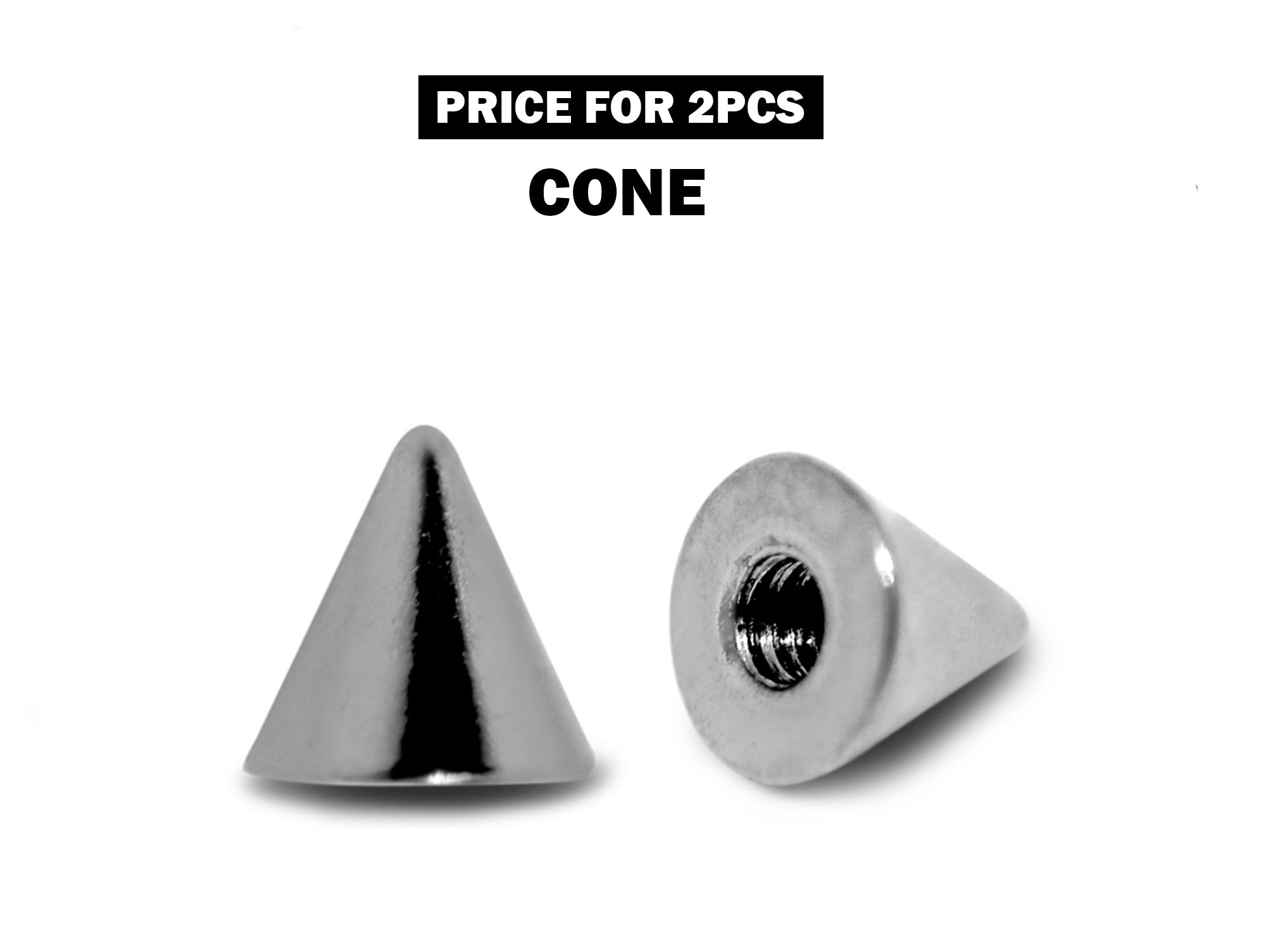 Titanium Piercing Cones Replacement Loose Parts - Threaded Cone Attachment for 18g 16g 14g Barbells, Labrets, Septum Ring Body Piercing