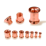 14K Rose Gold Double Flare Plugs Stretching Kit, Ear gauges, Flesh Tunnels - Lobe Plugs - 1pc each order