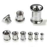 14K White Gold Double Flare Plugs Stretching Kit, Ear gauges, Flesh Tunnels - Lobe Plugs - 1pc each order