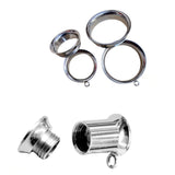 Titanium Double Flared Plugs Ear Stretching with DIY Attachable Dangle Ring - Body Piercing Ear Gauges, Ear Tunnels