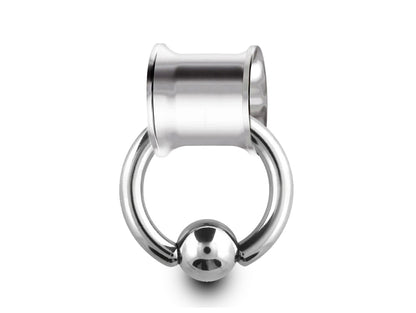 Double Flare Ear Plugs with BCR Ring, Captive Bead Ring Sets - Titanium Steel Ear Tunnels & Ball Closure Ring - Gauge and Plugs Earrings.
