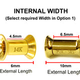 14K Gold Double Flare Plugs Stretching Kit, Ear gauges, Flesh Tunnels - Lobe Plugs - 1pc each order