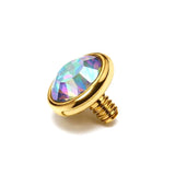 14K Gold Flat gem: Internally Threaded Piercing Replacement Part