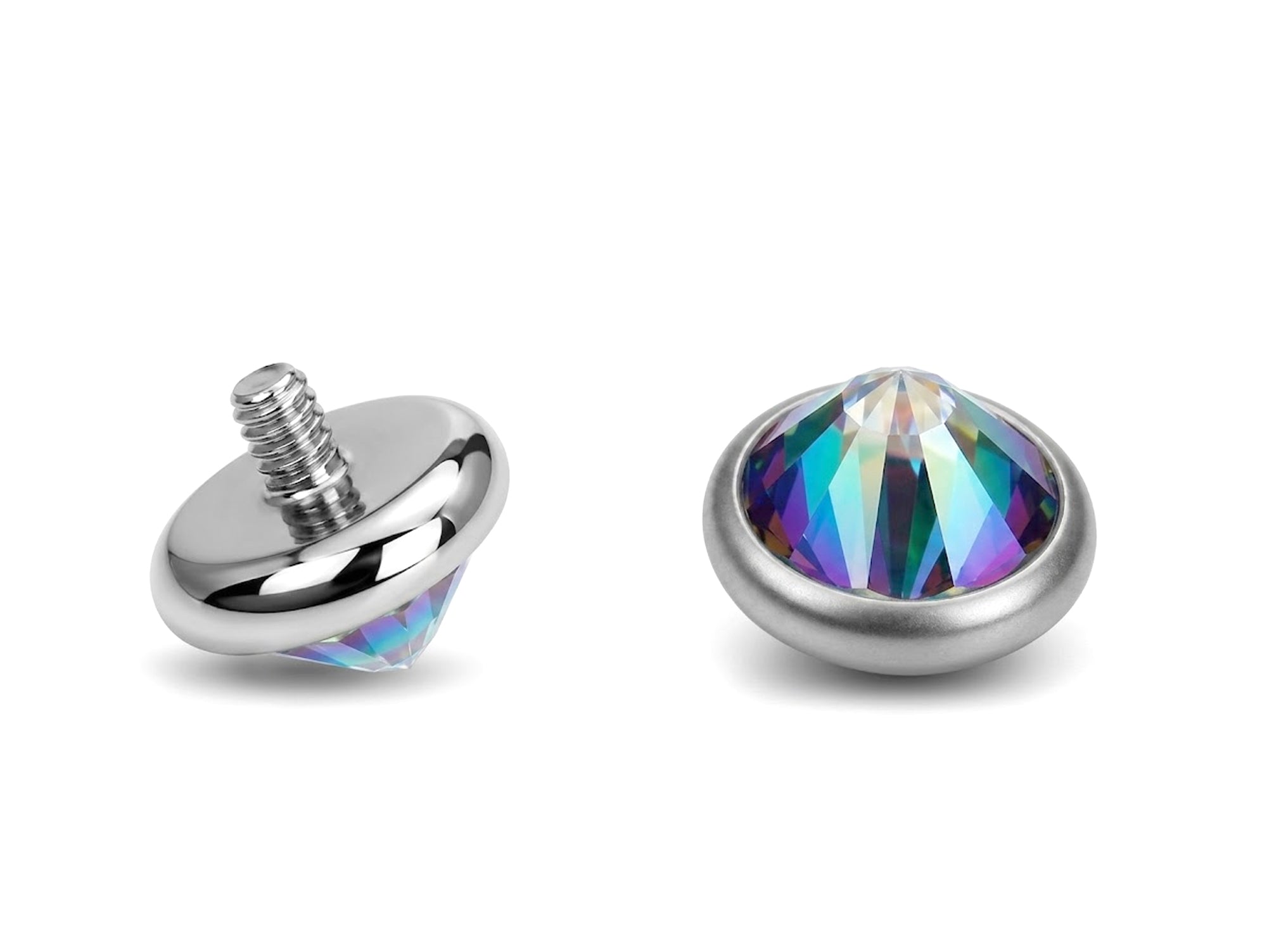 Titanium Loose Flat Top Pyramid Crystal 2pcs size 5mm for 14G Surface Dermal Piercing