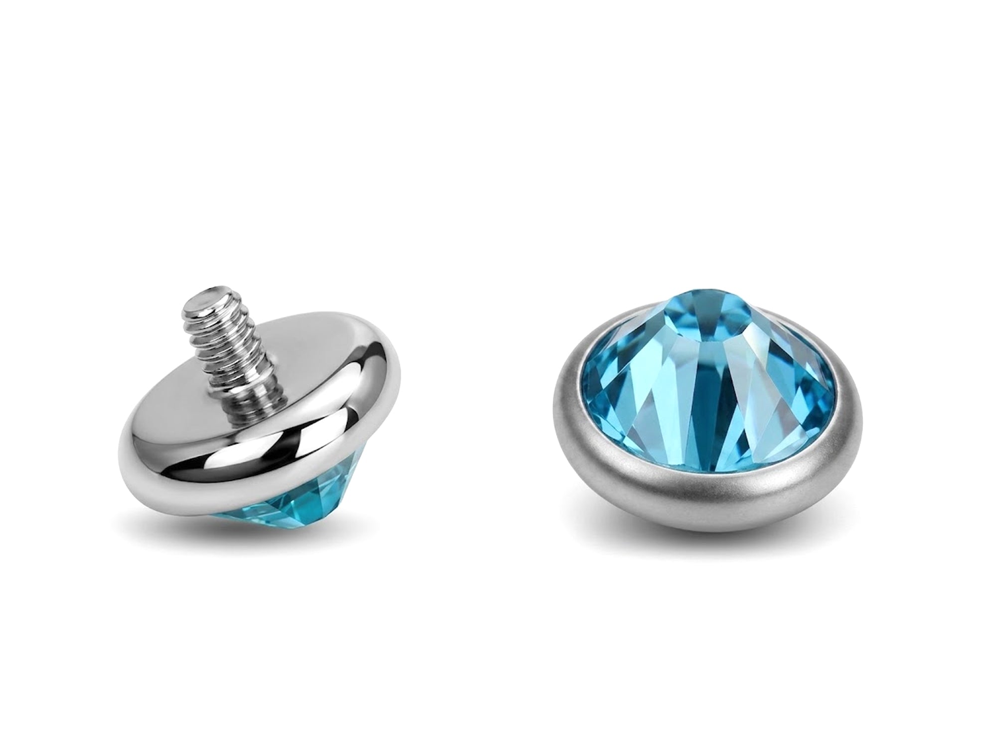 Titanium Loose Flat Top Pyramid Crystal 2pcs size 5mm for 14G Surface Dermal Piercing