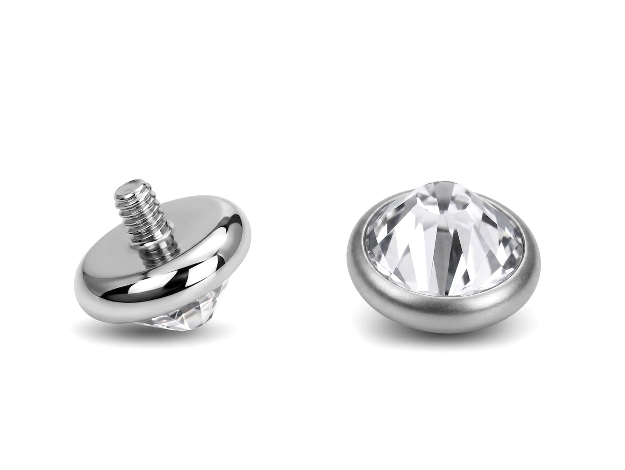 Titanium Loose Flat Top Pyramid Crystal 2pcs size 5mm for 14G Surface Dermal Piercing