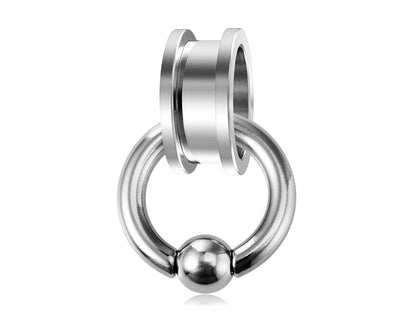 Flesh Tunnels Earring with BCR Ring, Captive Bead Ring Sets - Titanium Steel Ear Plugs & Ball Closure Ring - Gauge and Plugs Earrings