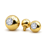 14K Gold Piercing Gem Ball Loose Parts, Replacement Ball for Internally threaded Body Jewellery piercing barbells, labrets, Horseshoe Rings