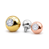 14K Gold Piercing Gem Ball Loose Parts, Replacement Ball for Internally threaded Body Jewellery piercing barbells, labrets, Horseshoe Rings