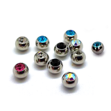 Piercing Ball Replacement Parts, Loose Ball - Titanium Threaded Gem Ball with CZ Crystals Attachment for 18g 16g 14g Barbells Body Piercing