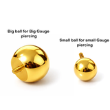 Silver 14K 4 micron Gold Plating Loose Internally threaded Ball Replacement for Body Piercing - Hollow balls (1pc each order)