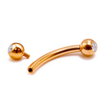 14k gold Curved Barbell Piercing with Gemstones: Internally Threaded 14g, 16g Body Jewellery