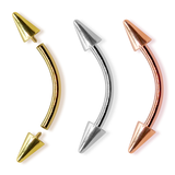 Spike Eyebrow Piercing Jewellery 14K Solid Gold Internally Threaded Curved Barbell - 1pc Each Order