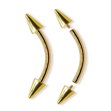 Spike Eyebrow Piercing Jewellery 14K Solid Gold Internally Threaded Curved Barbell - 1pc Each Order