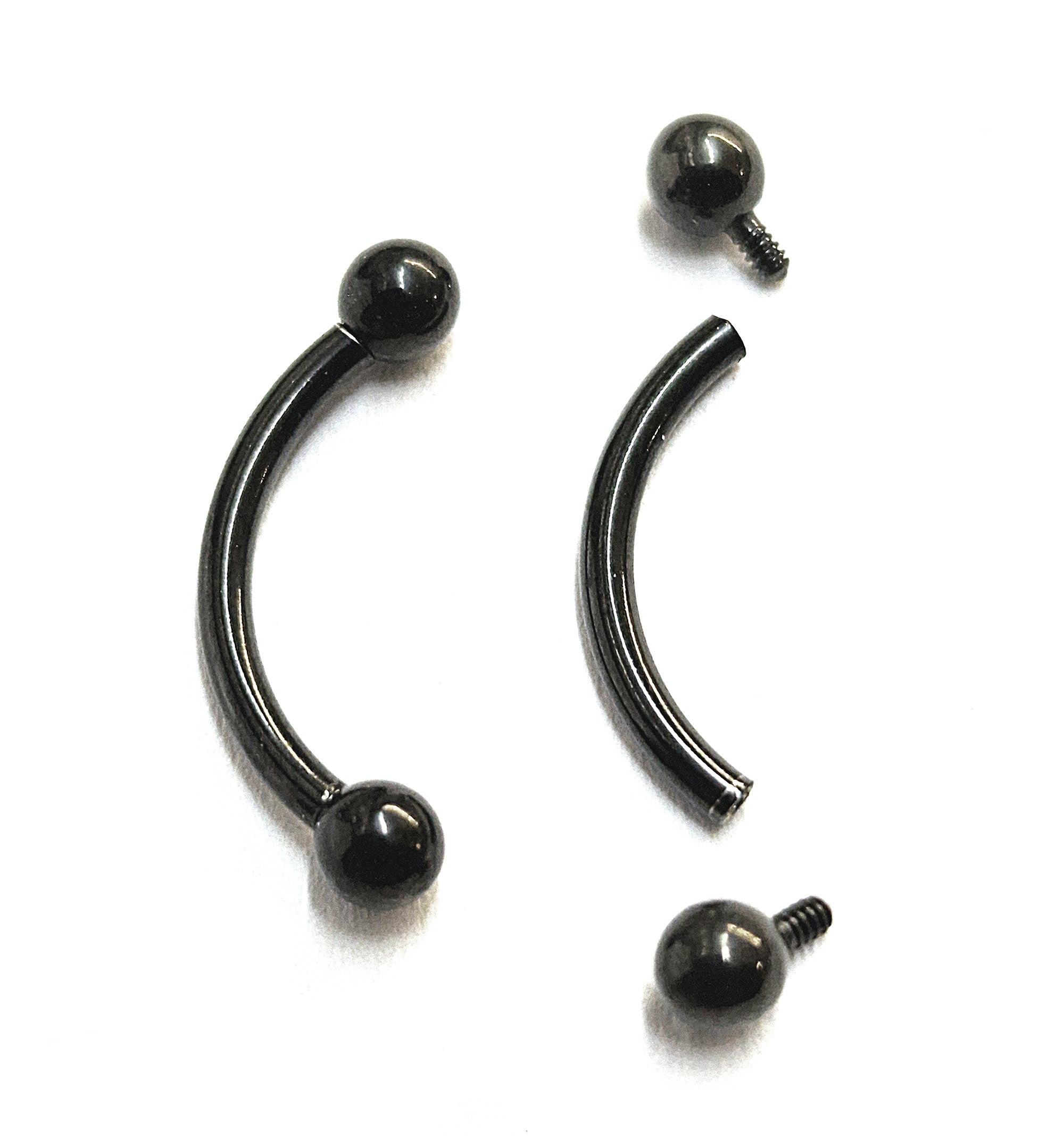 Titanium Black Vertical Labret Piercing 16G 14G Internally Threaded Cu ...
