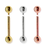 14K Gold Internally Threaded Tongue & Nipple barbell piercing | 14G 16G