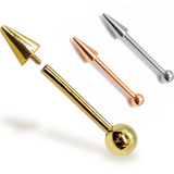 14K Gold Spike Barbell Piercing: 16G 14G Internally Threaded Cartilage Helix