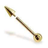 14K Solid Gold Spike Barbell Piercing, Cartilage Helix Piercing - Internally threaded - Body Piercing Also for Nipple Bar