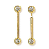 14G (1.6mm) | 14K Gold Industrial Barbell with Gemstones, Scaffold Piercing Internally Threaded Body Jewellery