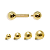 14K Solid Gold Internally Threaded 16G 14G Ear Cartilage, Helix Barbell Piercing Body Jewellery