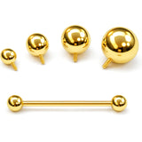 14K Gold Internally Threaded Tongue & Nipple barbell piercing | 14G 16G