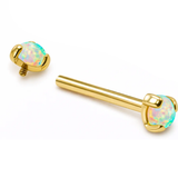 14K Solid Gold Nipple Barbell Jewellery with Opal Stone - Internally threaded - Body Piercing Also for Cartilage Earrings - 1pc each order