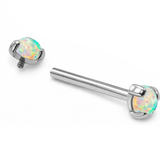 14K Solid Gold Nipple Barbell Jewellery with Opal Stone - Internally threaded - Body Piercing Also for Cartilage Earrings - 1pc each order