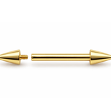 14K Solid Gold Cone / Spike Internal Threaded Nipple Barbell & Nose Bridge Piercing | 16G 14G