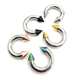 Spike Septum Piercing Internally Threaded Horseshoe Barbell CBB/BCR Big Gauge Septum Ring, PA Ring Combination - British Standard