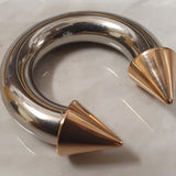 Spike Septum Piercing Internally Threaded Horseshoe Barbell CBB/BCR Big Gauge Septum Ring, PA Ring Combination - British Standard
