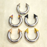 Spike Septum Piercing Internally Threaded Horseshoe Barbell CBB/BCR Big Gauge Septum Ring, PA Ring Combination - British Standard