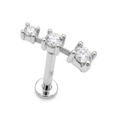 14K White Gold Tragus Piercing, 16G Labret Studs, Helix Cartilage Piercing with CZ Stone