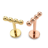 14K Gold Tragus Line Ball Bar Earrings, Labret Stud, Helix Cartilage Piercings
