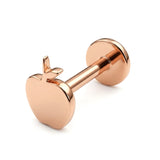 14K Rose Gold Apple Labret Stud, Tragus Piercing, Helix Cartilage Piercing
