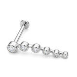 14K White Gold Tragus Stud, Dangle 16G Labret Earring, Helix Cartilage Piercing with CZ Stone