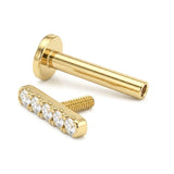 14K Gold Bar Tragus 16g Labret Stud, Helix Ear Cartilage Piercing with CZ Stone Crystals