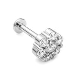 14K White Gold Flower Cartilage Piercing, Helix Barbell, Tragus Earrings