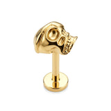 14K Gold Pirate Skull Tragus Earring, Labret Stud, Helix, Cartilage Piercing