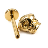 14K Gold Pirate Skull Tragus Earring, Labret Stud, Helix, Cartilage Piercing