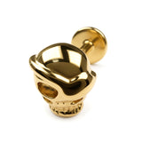 14K Gold Pirate Skull Tragus Earring, Labret Stud, Helix, Cartilage Piercing