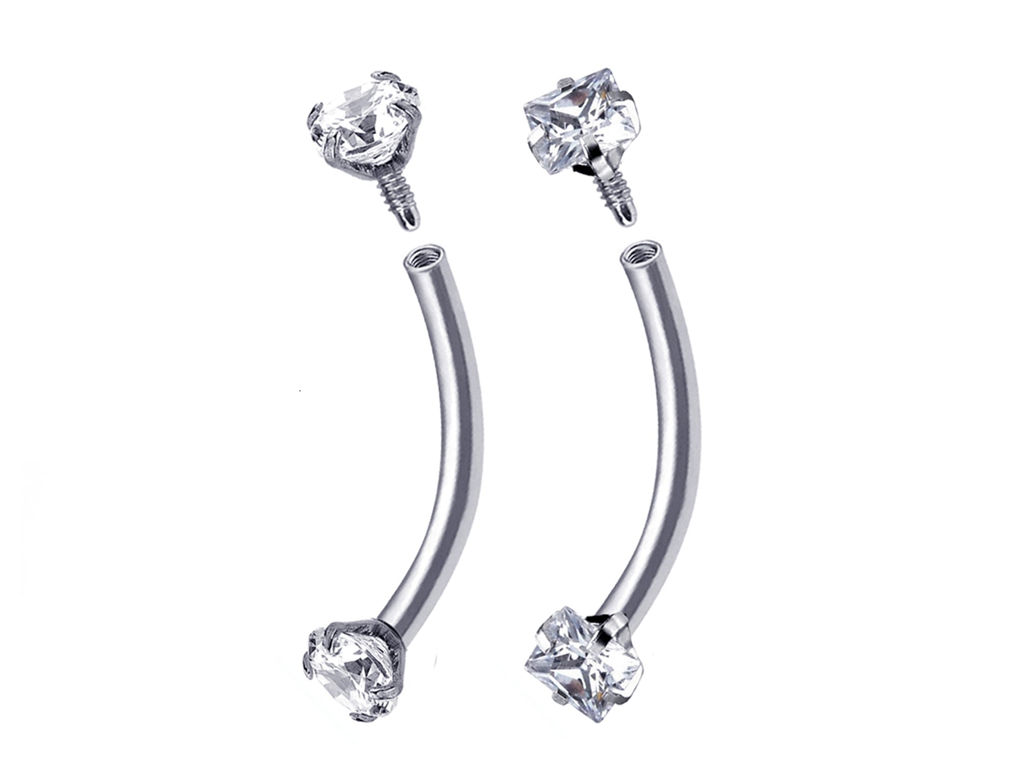 Titanium Vertical Labret Stud Lip Piercings with Prong Set Crystals In ...