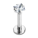 Titanium Lip Jewelry, Labret Stud – Internally threaded Square Top Prong Set Crystals– 16g (1.2mm) Labret Piercing Lip, Helix, Tragus.
