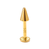 14k gold Spike Labret Stud Lip Piercing - Internally Threaded - 14g, 16g Body Jewellery