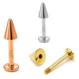 14K Solid Gold Spike Labret Stud:  Lip Piercing, Cartilage Earring |18G 16G 14G