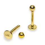 14K Solid Gold Labret Lip Piercing -16G & 14G - Body Jewellery for Tragus, Medusa, Ashley Jewelry, Cartilage Studs- Hand Made