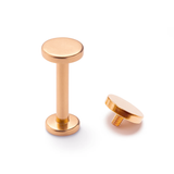 14K Gold Labret Stud Lip Piercing with Flat top Cylinder Internal Threaded 16G 14G Body Jewellery