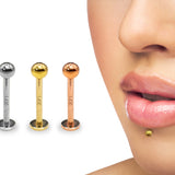 Labret Stud Lip Piercing in 14K Gold, Rose Gold and White Gold Body Jewellery for Tragus, Ashley, Cartilage