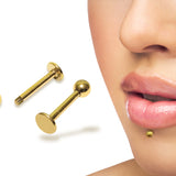 14K Gold Labret Stud Lip Piercing Jewellery, Cartilage Earring with custom ball size - 1pc each order
